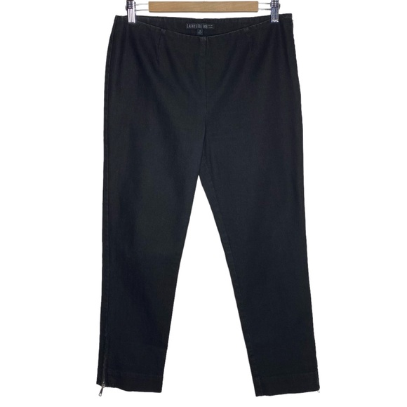 Lafayette 148 Black Cotton Ankle Zip Pants - Picture 2 of 9
